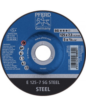 Schruppscheibe SG STEEL D115xS7,2mm gekr.STA Bohr.22,23mm PFERD