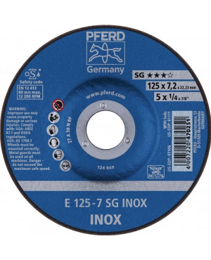 Schruppscheibe SG INOX D115xS7,2mm gekr.INOX Bohr.22,23mm PFERD