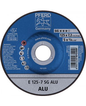 Schruppscheibe SG ALU D125xS7,2mm gekr.Alu.Bohr.22,23mm PFERD