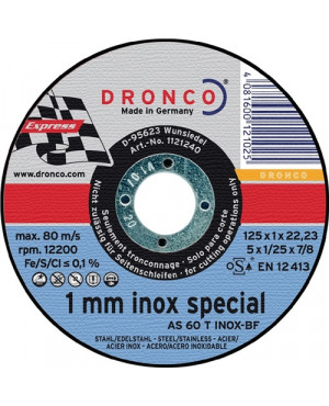 Trennscheibe AS 60T Special D125x1mm ger.INOX Bohrung 22,23mm DRONCO