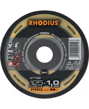 Trennscheibe XT38 D125x1mm ger.INOX Bohrung 22,23mm RHODIUS