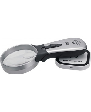 Handleuchtlupe Tech-Line Induktion Vergr.2x/4x LED Linsen-D. 70/20mm SCHWEIZER