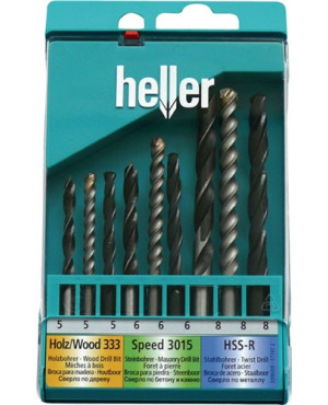 Universalbohrersatz 9-tlg.Metall-,Holz- u.Steinbohrer HELLER