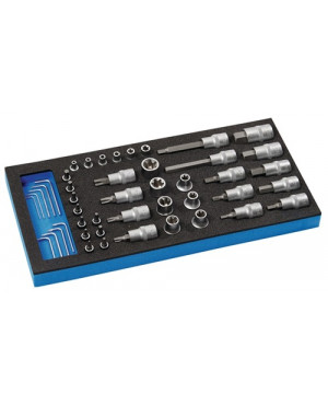 Steckschlüsselsatz B.185xT.385xH.30mm 1/3 Werkzeugmodul 46-tlg.1/4 + 1/2 Zoll PR