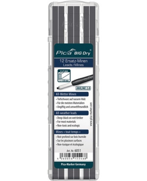 Minenset f.Zimmermannsbleistift 12 teilig Pica graphit/black BIG Dry 6051
