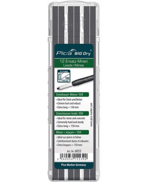 Minenset f.Zimmermannsbleistift 12 teilig Pica graphit 10H BIG Dry 6055