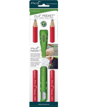 Köcher Pocket f.Blei/Markierstifte m.Spitzmesser m.2 Zimmermannsbleistiften PICA