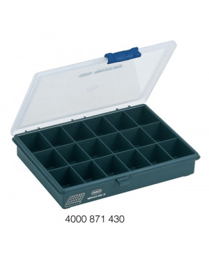 Sortimentskasten B240xT195xH43mm 18 Fächer transp.dunkelblau RAACO