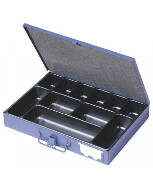 Sortimentskasten B340xT240xH50mm 11 Fächer m.Beschriftungsschild blau