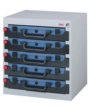 Sortimentskastentresor B.416xT.256xH.434mm 5Fächer Einzelverriegelung Stahlblech