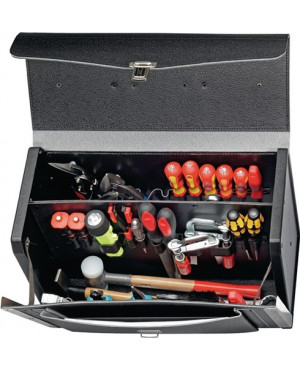 Werkzeugtasche B.470mm T.338mm H.210mm Industrieleder m.Mittelwand sw genarbt