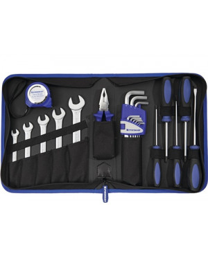 Werkzeugmappe Innen-BxTxHmm 22-tlg.Polyester 500D schwarz/blau PROMAT