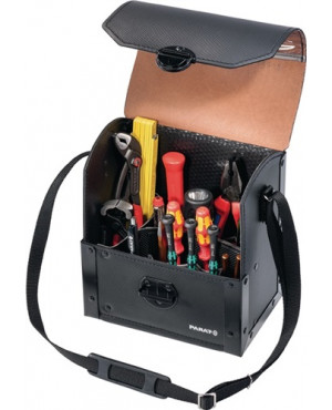 WerkzeugtascheB.220xT.140xH.250mmaus Rindleder schwarzTrageriemen 17 Einsteckf.