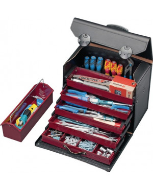 Werkzeugtasche B.410xT.220xH.310mm 28l Leder abschließb. 5-tlg.Schubladeneins.