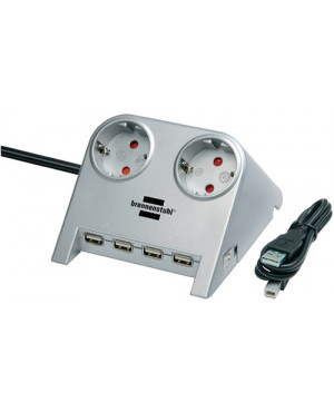 Tischsteckdose USB-2.0-Hub 2 x 230V Schutzkontaktsteckdosen 4 USB Anschl.
