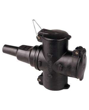 Hängekupplung 10-16 A 250 V schwarz IP44 Vollgummi,3-fach,m.Klappdeckel