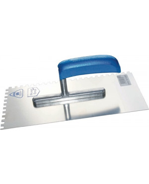 Glättekelle L.280mm B.130mm H-Heft Zahn 6 x 6mm VA,rostfreiS.0,7mm HENKELMANN