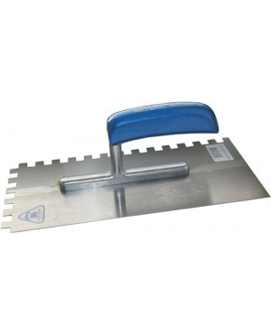 Glättekelle L.280mm B.130mm H-Heft Zahn 10 x 10 Stahl,geh.S.0,7mm HENKELMANN