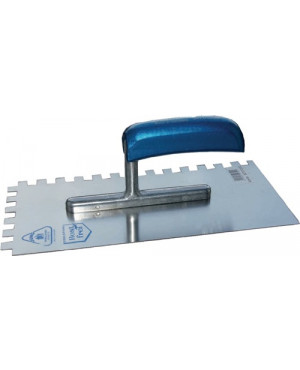 Glättekelle L.280mm B.130mm H-Heft Zahn 10 x 10mm VA,rostfreiS.0,7mm HENKELMANN