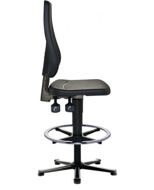 Arbeitsdrehstuhl PROMAT Bodengleiter+Fußring Integralschaum schwarz 580-850mm