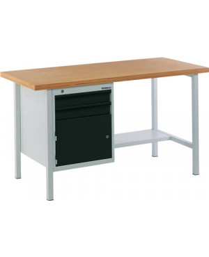 Werkbank BT495 B1500xT700xH840mm Buche Multiplex grau/anthr.-grau 2Schubl.1Tür
