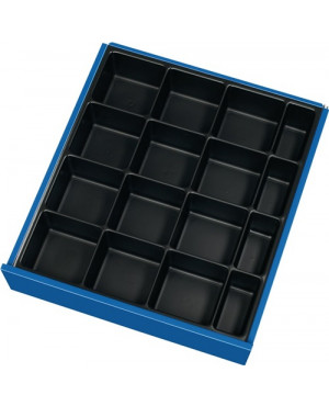 Schubladenunterteilungsmaterial Front-H.60-90mm Kleinteileeinsatz 16 Mulden