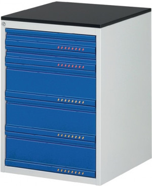 Schubladenschrank BK 650 H820xB580xT650mm 2x90,3x180mm lichtgrau/enzianblau