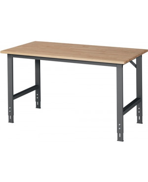 Werktisch B1500xT800xH760-1080mm Arbeitsplatte Buche Gestell anthrazit