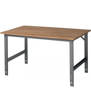 Werktisch B1500xT1000xH760-1080mm Arbeitsplatte Buche Gestell anthrazit