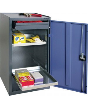 Werkzeug-/Beistellschrank H1000xB500xT500mm 1 Schubl.,2 BD grau/blau NCS PROMAT