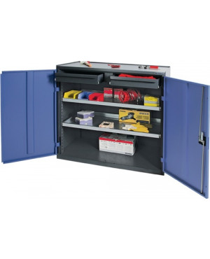 Werkzeug-/Beistellschrank H1000xB1000xT500mm 2 Schubl.,2 BD grau/blau NCS PROMAT