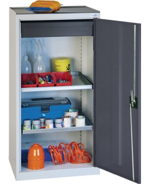 Werkzeug-/Beistellschrank H1000xB500xT500mm 1Schubl.,2BD lichtgrau/anthrazitgrau