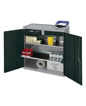 Werkzeug-/Beistellschrank H1000xB1000xT500mm 2Schubl.2BD lichtgrau/anthrazitgrau