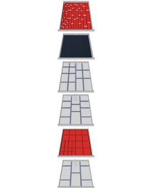 Schubladen-Unterteilungsmaterial Front-H.75-125mm 107-tlg.