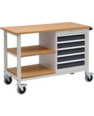 Werkbank B1200xT540xH859mm Buche Multiplex lichtgrau anthrazitgrau