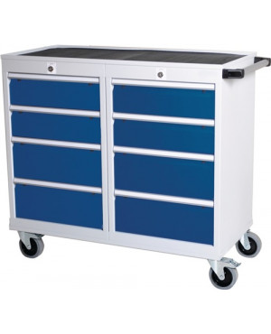 Werkbank B1060xT500xH1005mm Buche Multiplex lichtgrau signalblau Anz.Schubl.8