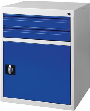 Schubladenschrank BK 600 H800xB600xT600mm grau/blau 2 Schubl.Einfachauszug 1Tür