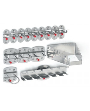 Werkzeughaltersortiment 15-tlg.ku.-besch.f.Lochplatten 12div.Haken/3 Doppelhaken
