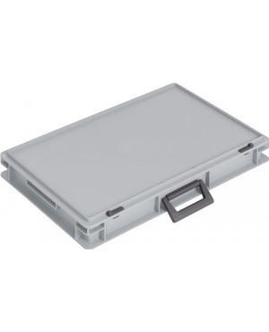 Ku.-Koffer L600xB400xH88mm PP 1 Griff Schiebeverschluss grau 15l