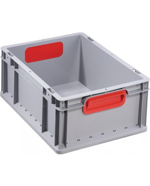 Transportstapelbehälter L400xB300xH170mm grau PP geschlossener Griff rot