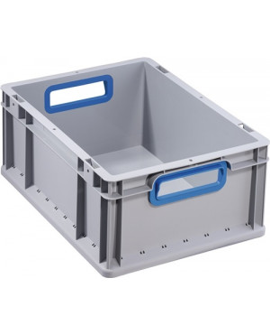 Transportstapelbehälter L400xB300xH170mm grau PP offener Griff blau