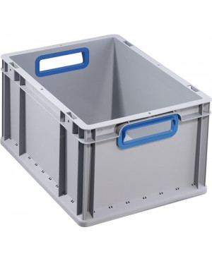 Transportstapelbehälter L400xB300xH220mm grau PP offener Griff blau