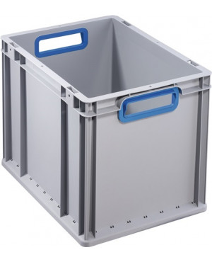 Transportstapelbehälter L400xB300xH320mm grau PP offener Griff blau