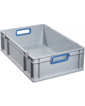 Transportstapelbehälter L600xB400xH170mm grau PP offener Griff blau