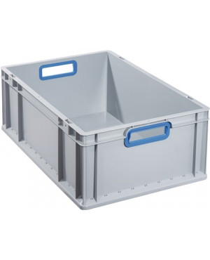 Transportstapelbehälter L600xB400xH220mm grau PP offener Griff blau