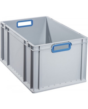 Transportstapelbehälter L600xB400xH320mm grau PP offener Griff blau
