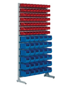 Ständerregal eins.H2010xB1010xT400mm 63 x MK5 rot,36 x MK4 blau lichtgrau