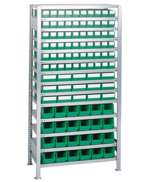 Steckregal H2000xB1000xT400mm Grundregal 16 Stahlböden 90 x 3,30 x 4 grün