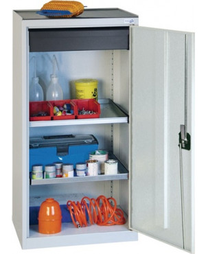 Werkzeug-/Beistellschrank H1000xB500xT500mm 1Schubl.2BD lichtgrau STUMPF