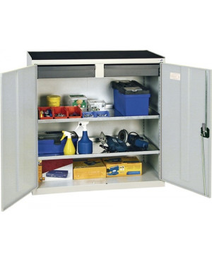 Werkzeug-/Beistellschrank H1000xB1000xT500mm 2Schubl.,2 BD lichtgrau STUMPF